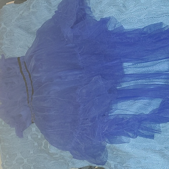 Shein tulle dress with removable train. Royal blue with black trim size 12. Prom - Picture 4 of 4